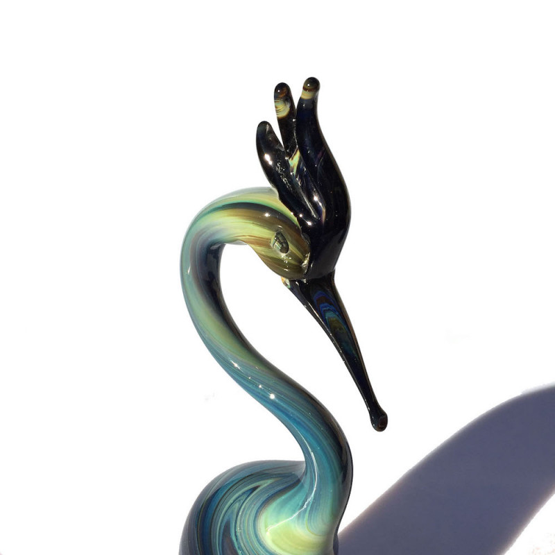 glass sculpture bird shape