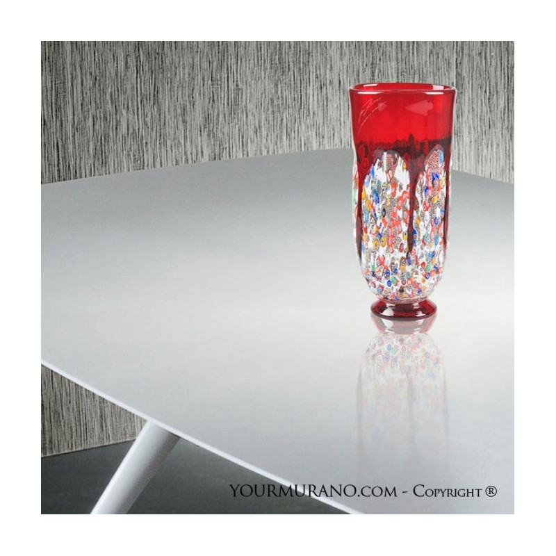 Red glass vase home décor