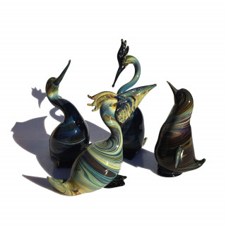 multicolored set of glass birds