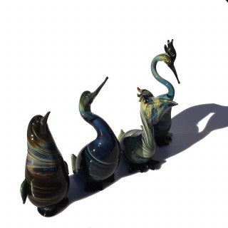 uccelli acquatici in vetro artistico