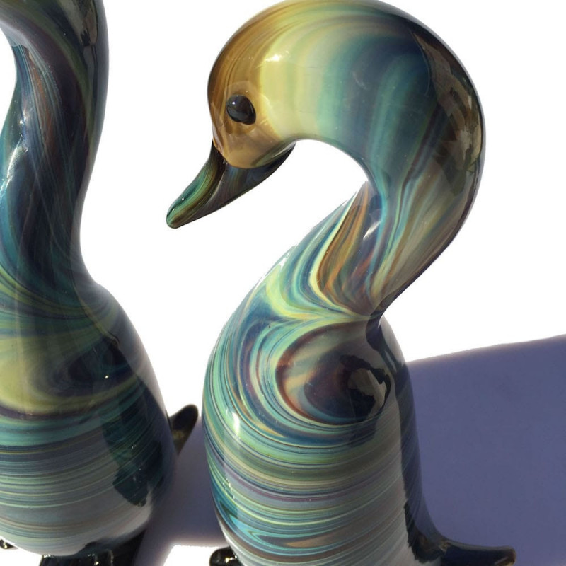 geese-shaped glass sculptures