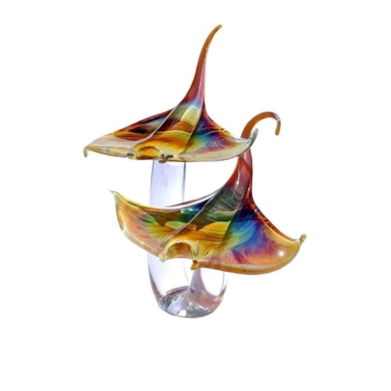 coppia di pesci in vetro colorati