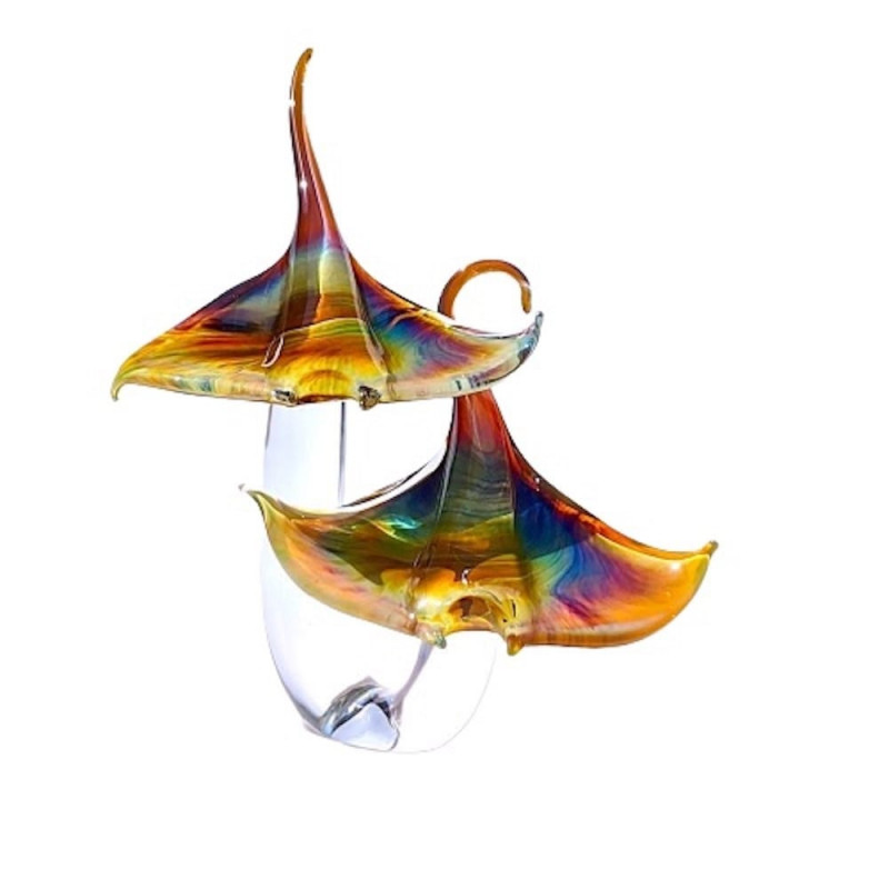 glass sculpture colored fishes