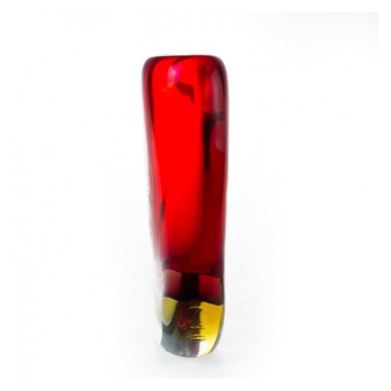 INFERNO round red decorative glass vase