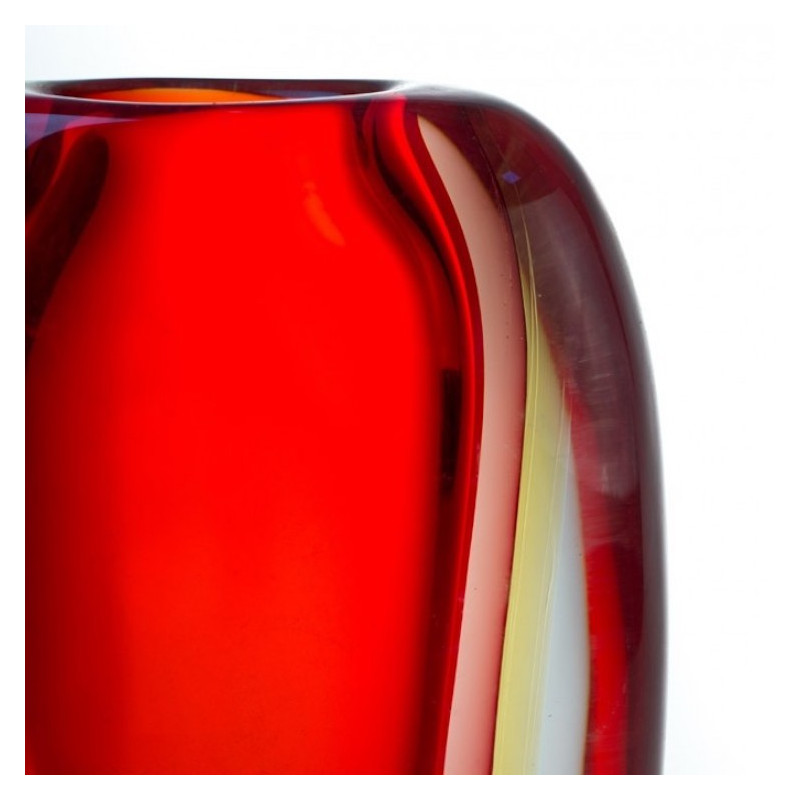 INFERNO round red decorative glass vase