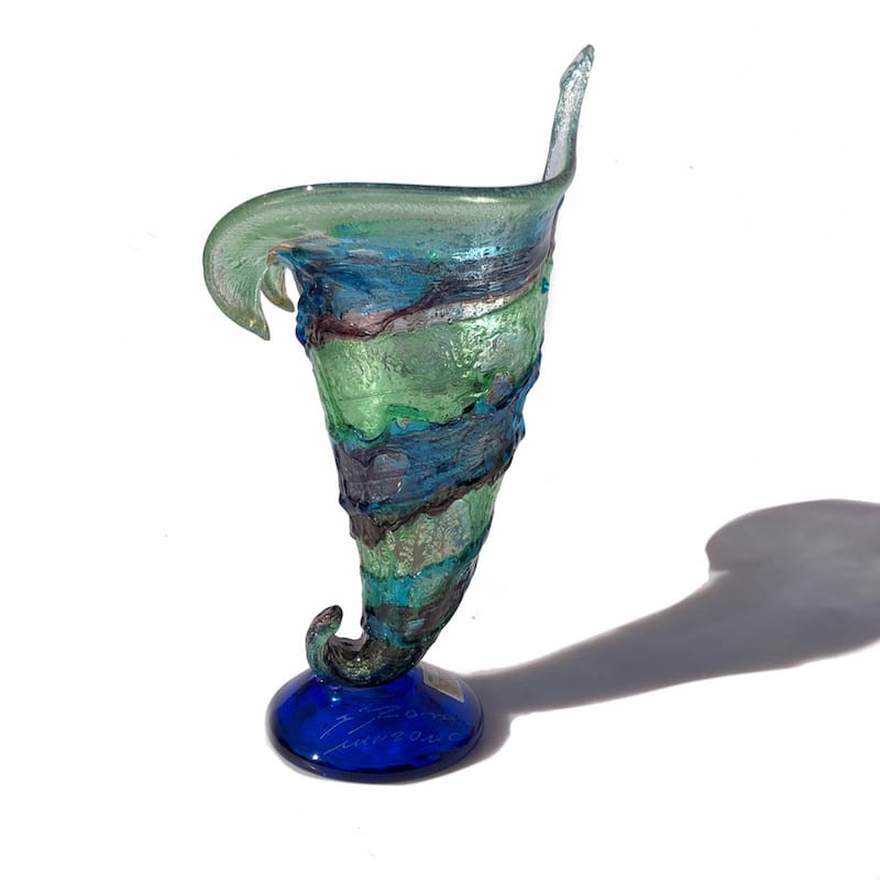 Vaso artigianale in vetro con murrine