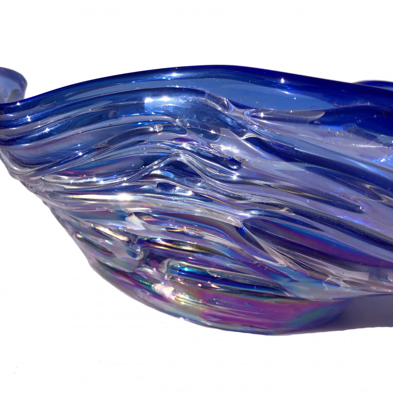 Elegante centrotavola in vetro azzurro idea regalo