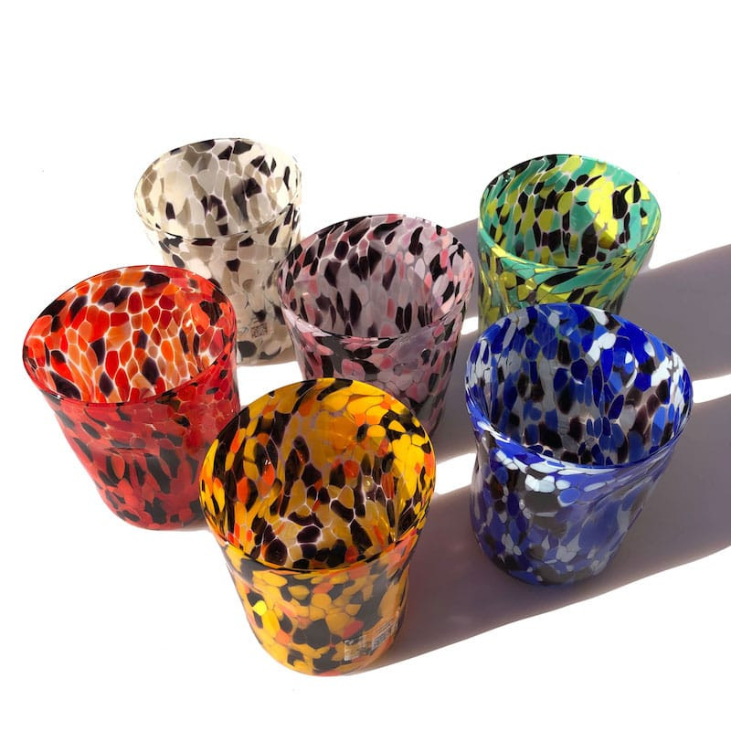 Blown-glass colored tumblers