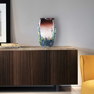 Vaso alto design con dettagli verdi e blue