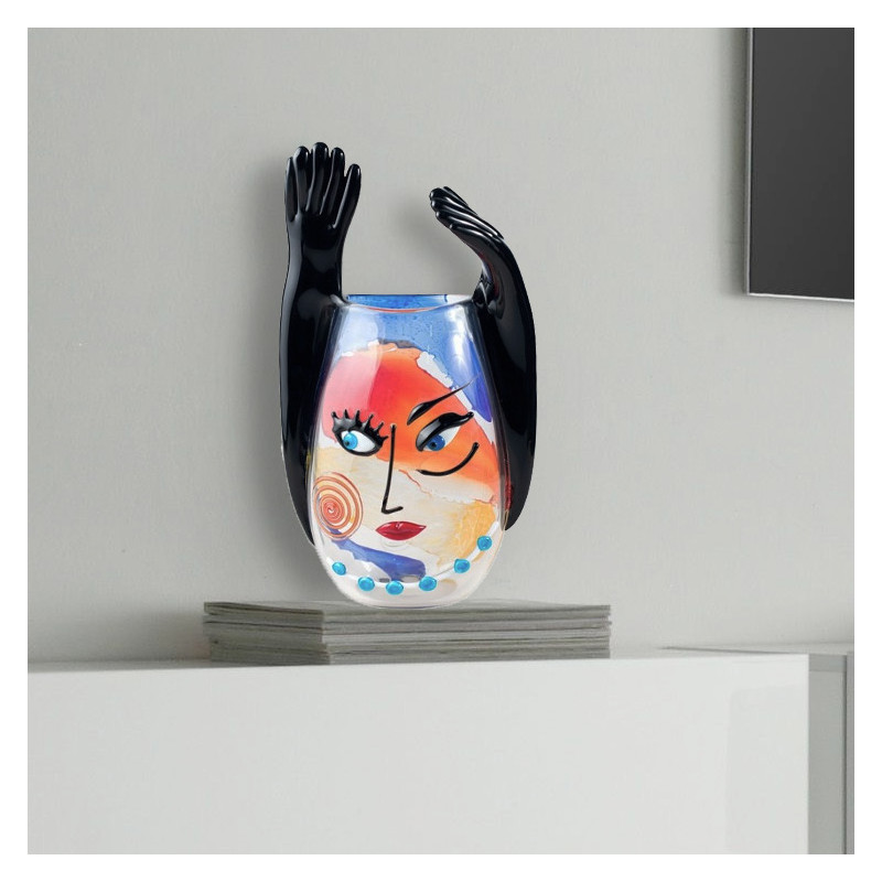 Abstract multicolored vase interior design