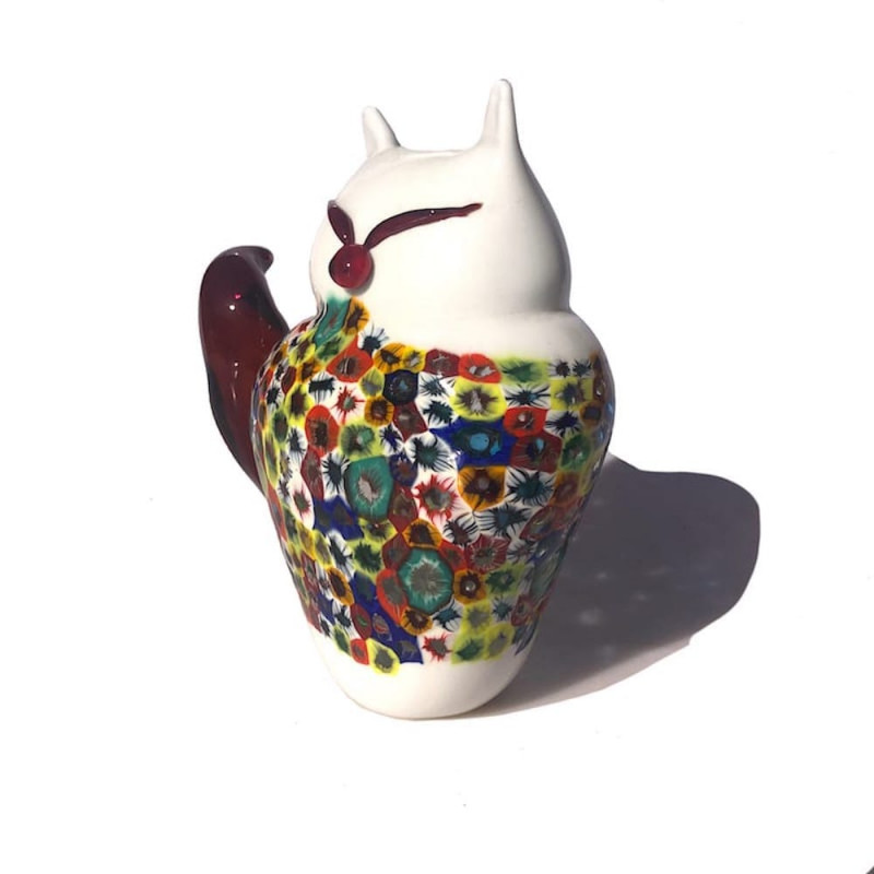 scultura di gatto in vetro di Murano