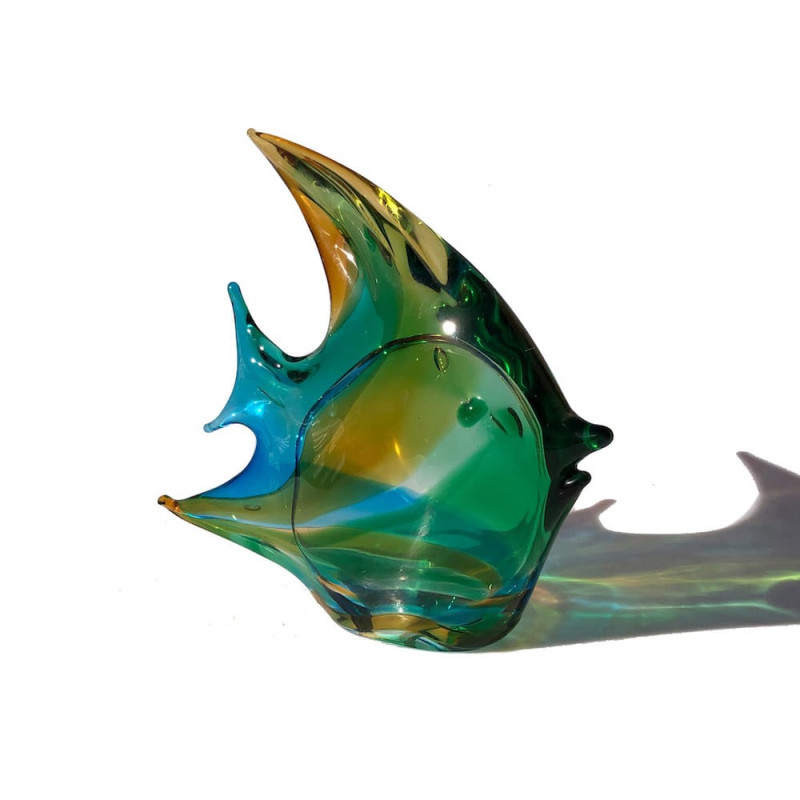 Blown-glass tropical fish sculpture