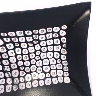 Decorative black glass plate with murrine decoration