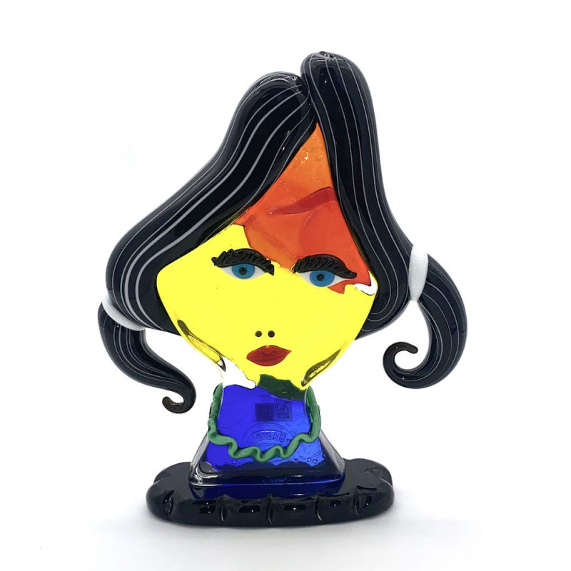 PETRA testa donna in vetro soffiato multicolore
