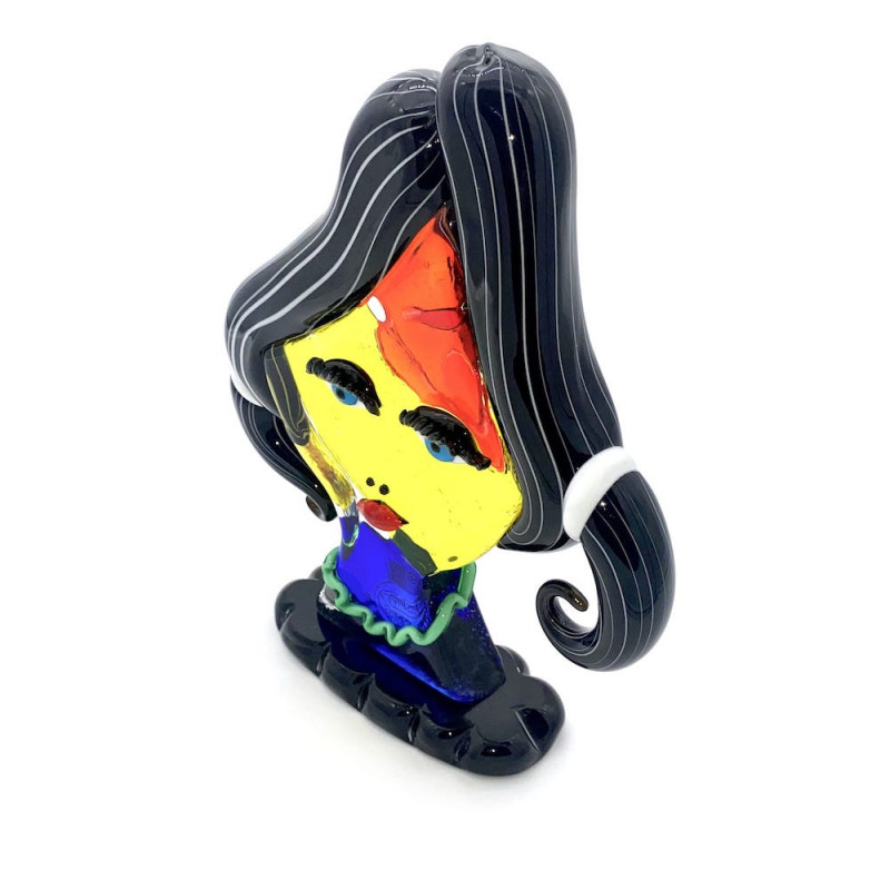 PETRA testa donna in vetro soffiato multicolore