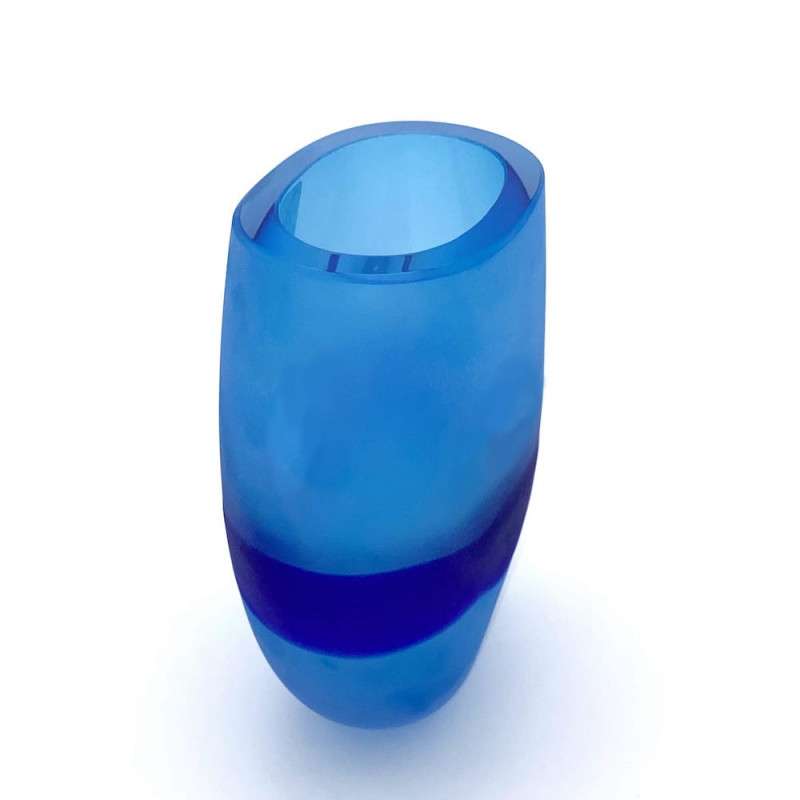 Handmade blue glass vase