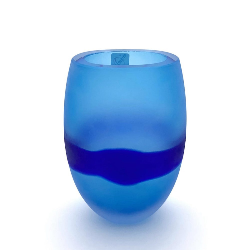 Blown glass modern blue vase
