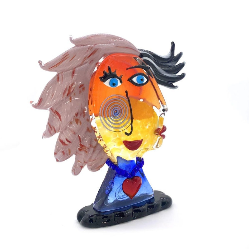 Handmade cubist design glass sculpture