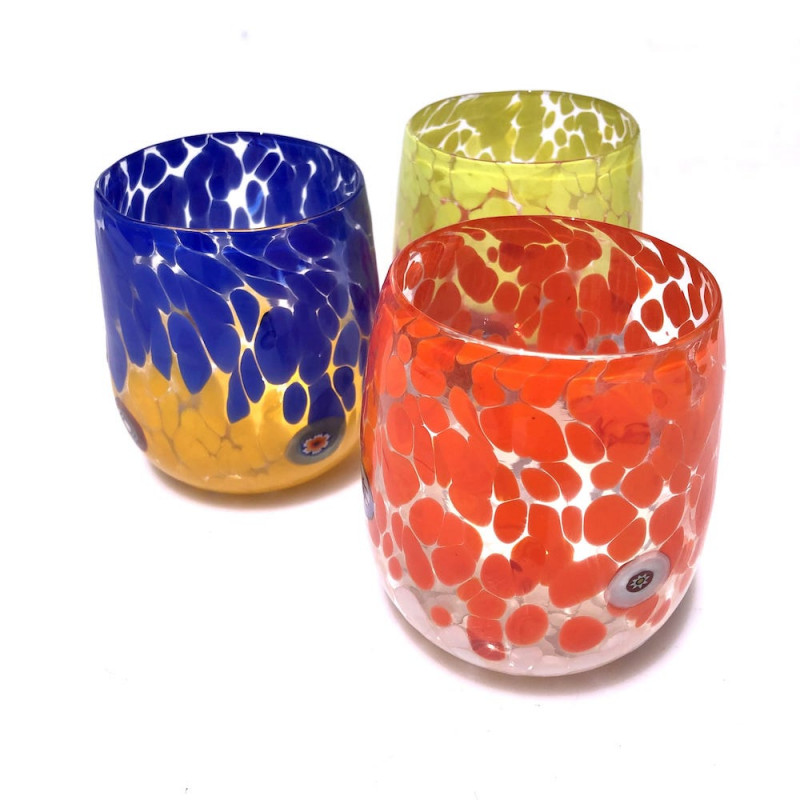Handcrafted blown-glass tumblers