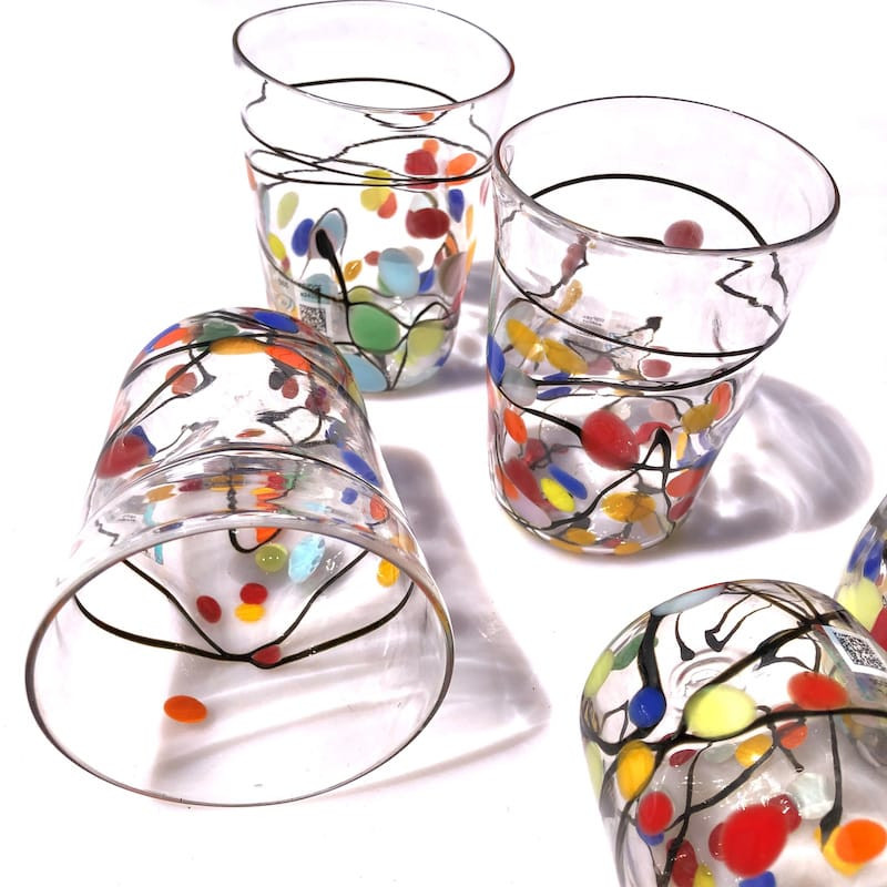 PICASSO bicchieri cristallo con macchie colorate