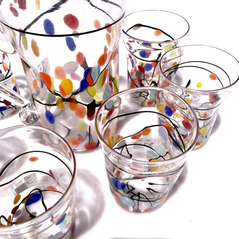 elegant colorful glassware set gift idea