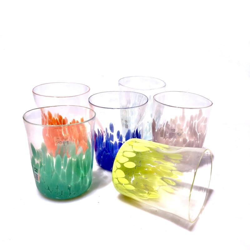 Handcrafted colorful drinking glasses