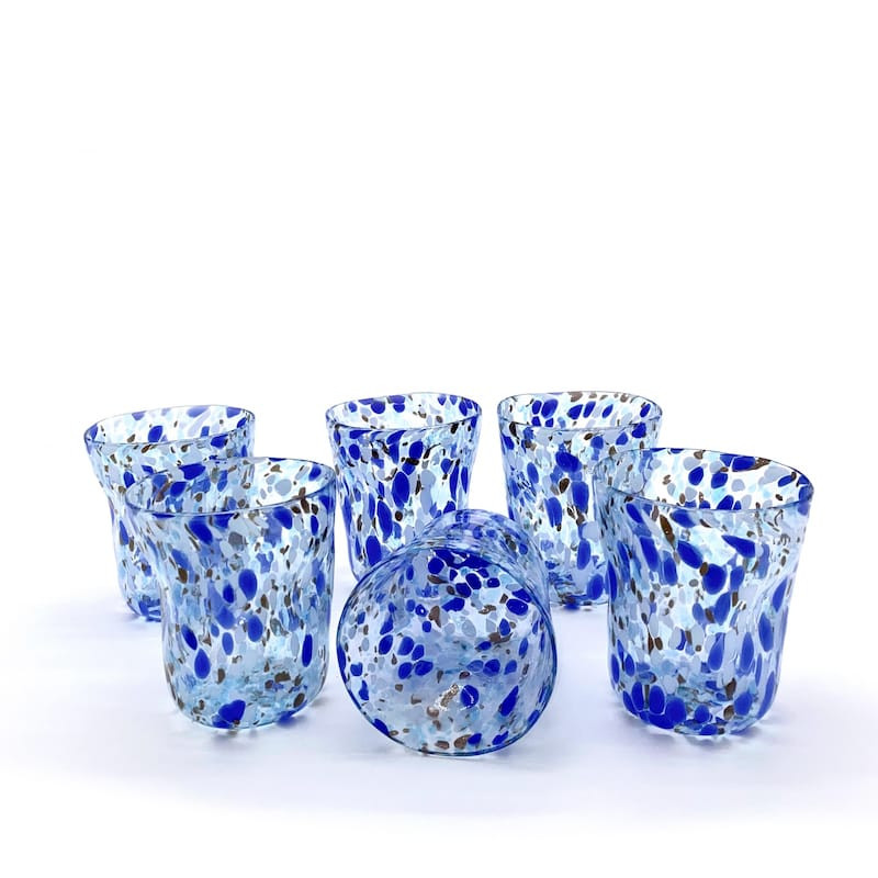 SAN POLO blue spotted drinking glasses Italian style