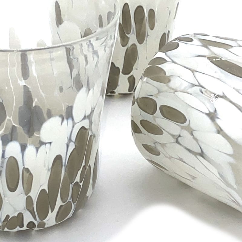 Blown-glass tumblers white and grey details