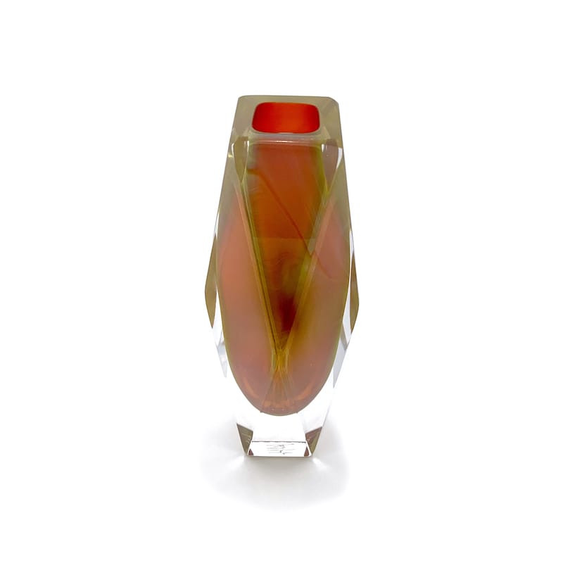 Chalcedony geometric blown-glass vase