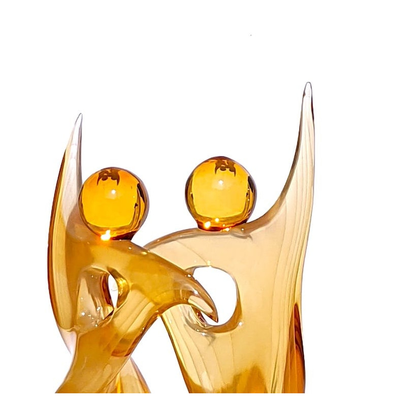 Scultura in vetro soffiato color ambra