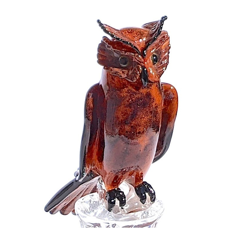 Glass owl sculpture living room décor