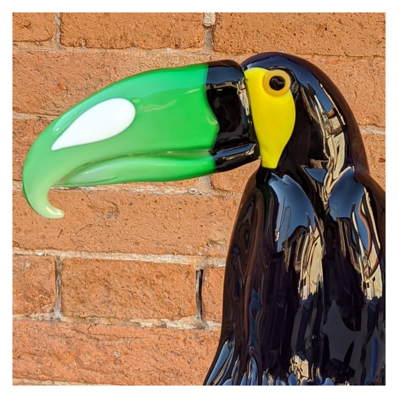 Handcrafted glass toucan sculpture