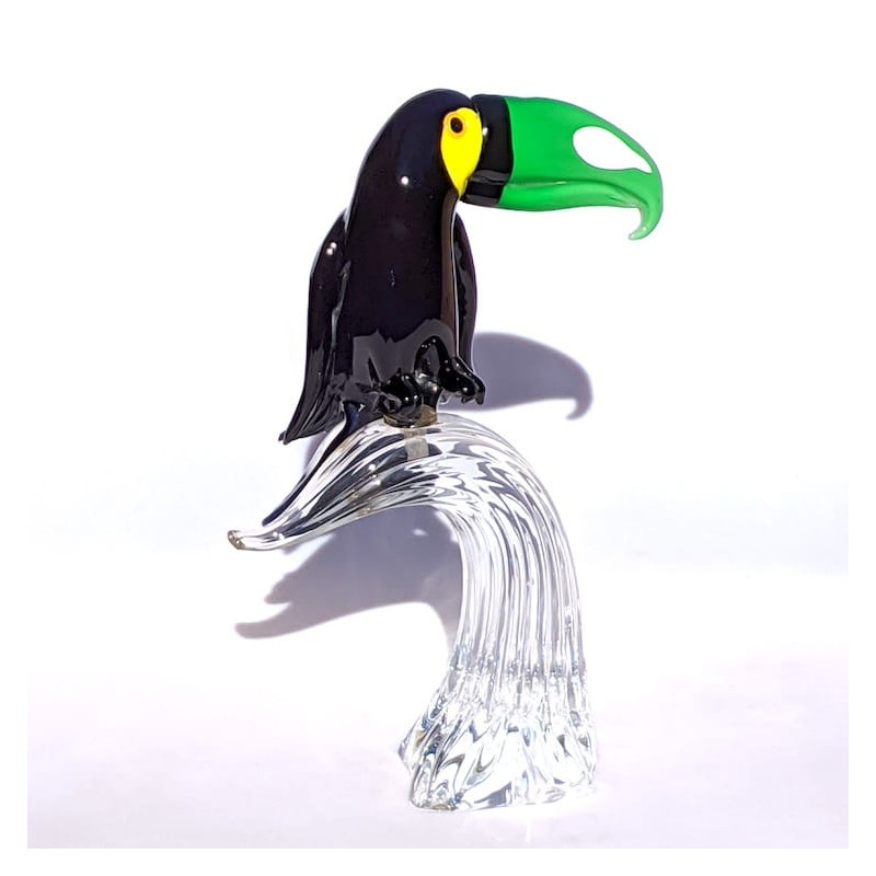 Elegant colored glass toucan sculpture