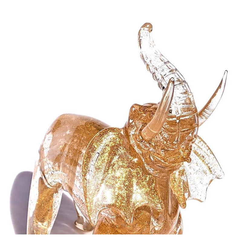 Scultura artigianale in cristallo con foglia d'oro