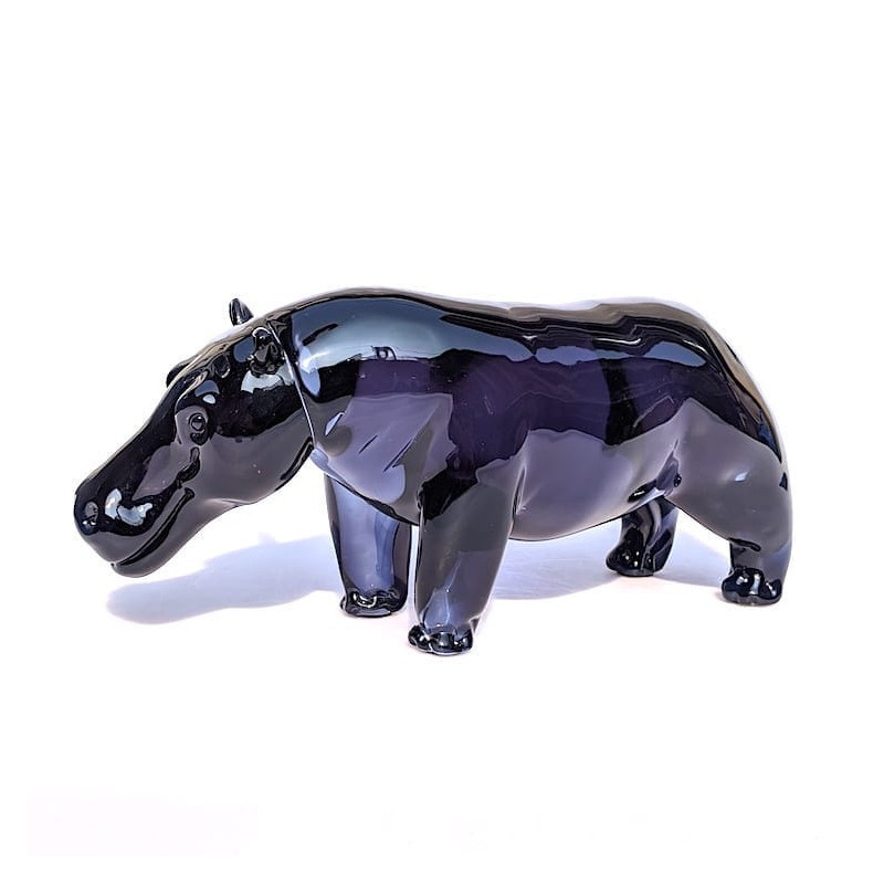 Murano glass hippo sculpture