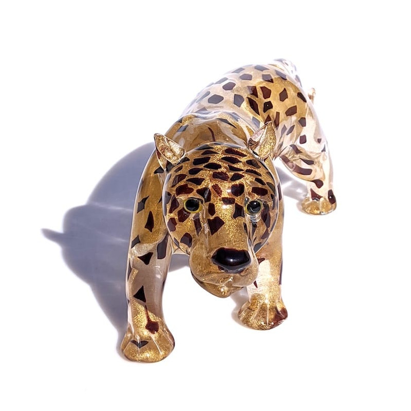 scultura di leopardo in vetro di Murano