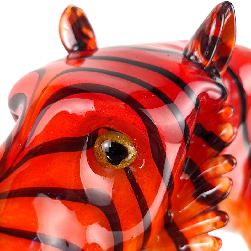 Multicolored glass tiger sculpture home décor