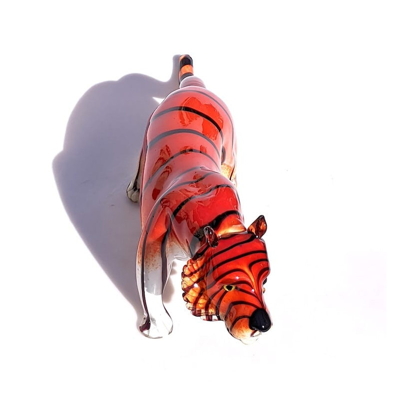 Scultura di tigre in vetro di Murano