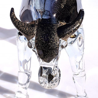 Venetian blown-glass buffalo sculpture