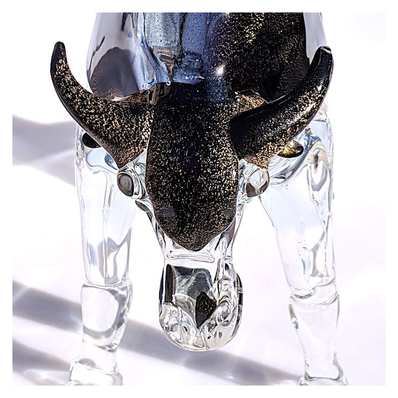 Venetian blown-glass buffalo sculpture