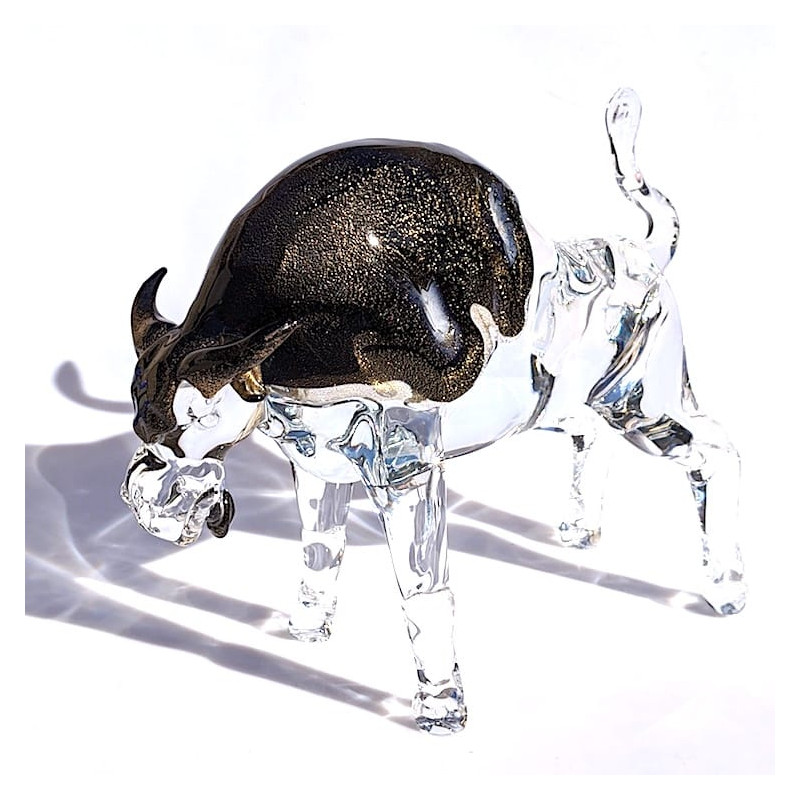 Glass buffalo sculpture living room décor