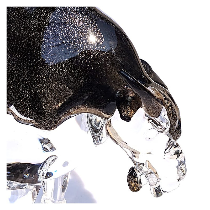 Handcrafted glass buffalo sculpture Made in Italy