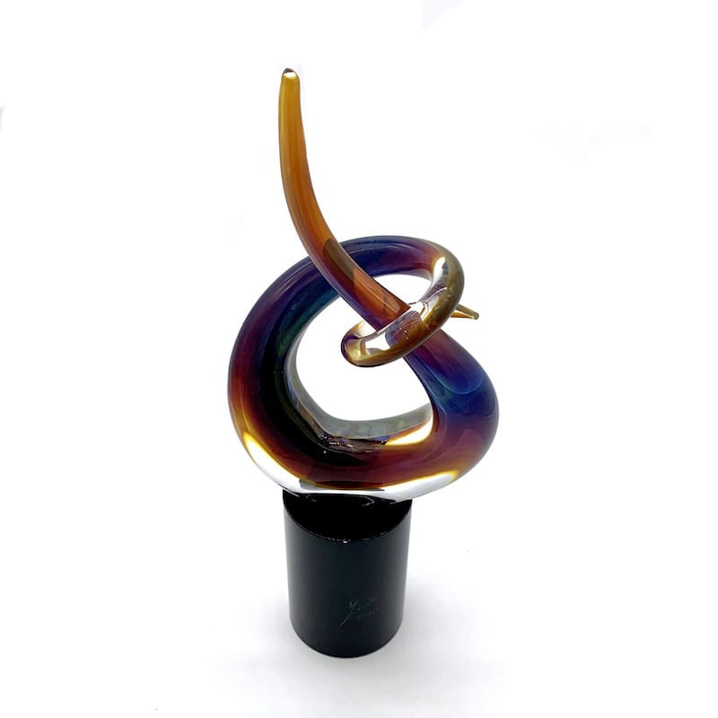 FIAMMA abstract sculpture in chalcedony glass
