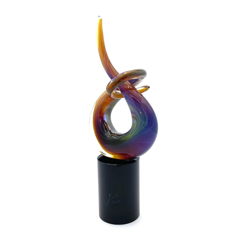 FIAMMA abstract sculpture in chalcedony glass