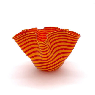 Vaso Vetro Soffiato Arancione Rosso Acceso