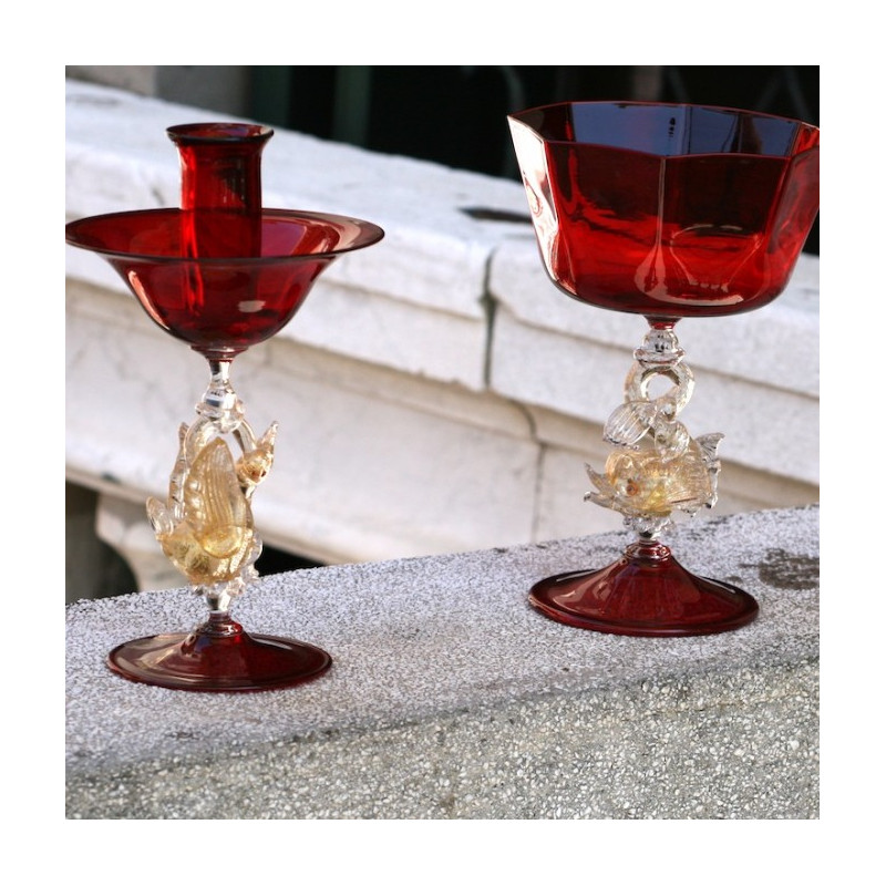 Murano glass goblet set made in Italy