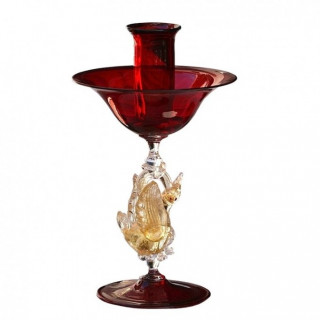 red and gold candle holder