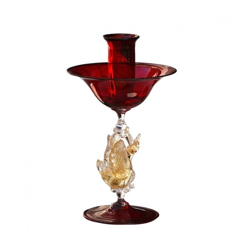 red and gold candle holder