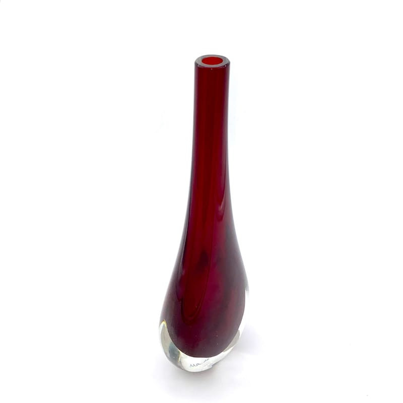 Hand-made ruby glass vase