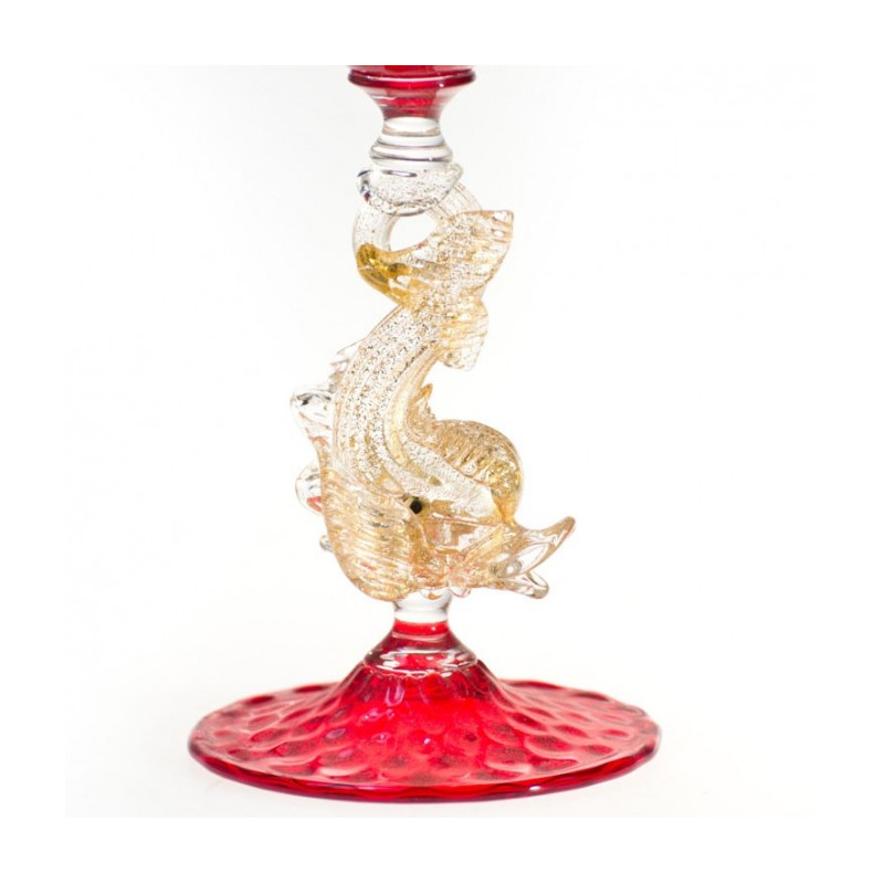Venetian goblet in red glass handmade
